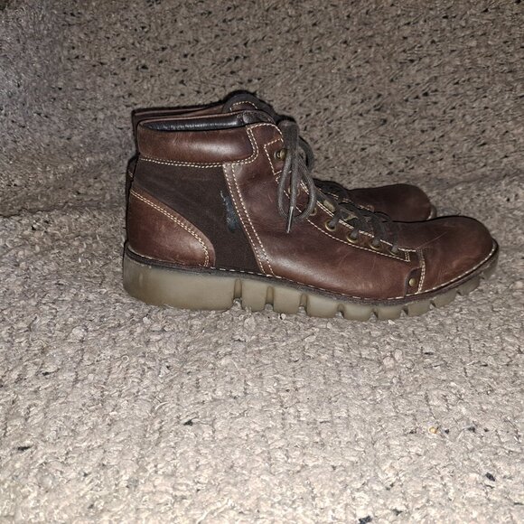 FLY LONDON-Brown Leather/Suede-Lace Up Moto/Work Boots-Sz 45-11.5-Excellent - Picture 5 of 8